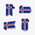 Icelandic flag stickers and labels. Vector illustration. Royalty Free Stock Photo