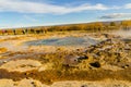 Iceland, September 27, 2019, a group of people watching a geyser, Icelandic Geyser Strokkur. Great tourist attraction on Golgen Ci