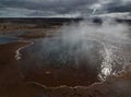 Icelandic geysir in a scenic view of the landscape