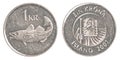 1 icelandic krona coin Royalty Free Stock Photo