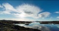 Icelandic landscap with geothermal plant in distance