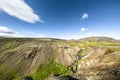 Icelandic landscape with cascading stream