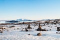 Icelandic landscape, frozen lake.