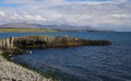 Icelandic landscape at Kalfshamarsvik on peninsula Skagi with basalt rocks