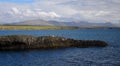 Icelandic landscape at Kalfshamarsvik on peninsula Skagi with basalt rocks