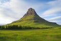 Icelandic landscape with Kirkjufell mountain in the background