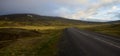 Icelandic landscape at a midsummer night. Road No. 744 on Peninsula Skagi. Royalty Free Stock Photo