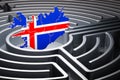 Icelandic map inside labyrinth, 3D rendering