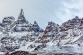 Icelandic mountain peaks covered with snow