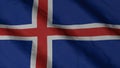 Icelandic national flag. State flag of Iceland illustration. 3D rendering.