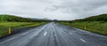 Icelandic street during summer season with spectacular view