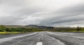 Icelandic street during summer season with spectacular view