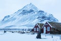 Icelandic turf houses in Arnarstapi. Royalty Free Stock Photo