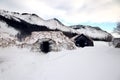 Icelandic turf houses in winter Royalty Free Stock Photo