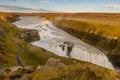 Icelandic Waterfall Gullfoss - Golden Falls. the most powerful on Iceland and Europe Royalty Free Stock Photo