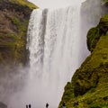 Icelandic waterfall in iceland, Godafoss, beautiful vibrant summer panorama picture view Royalty Free Stock Photo