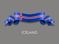 Icelandic flag wavy ribbon background. Vector illustration. Royalty Free Stock Photo