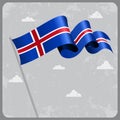 Icelandic wavy flag. Vector illustration. Royalty Free Stock Photo