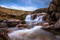 Icelandic wilderness - May 08, 2018: Small waterfall in the icy wilderness of Iceland Royalty Free Stock Photo