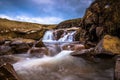 Icelandic wilderness - May 08, 2018: Small waterfall in the icy wilderness of Iceland Royalty Free Stock Photo