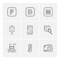 icelolly, search , map , camera , alphabets , sea , food , picnic , summer , eps icons set vector Royalty Free Stock Photo