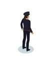 Isometric Policewoman in Overall and Gun Holster