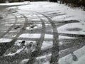 Icey tracks on a road