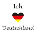 Ich liebe Deutschland. Heart with flag of Germany . Royalty Free Stock Photo