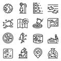 Ichthyology icons set, outline style Royalty Free Stock Photo