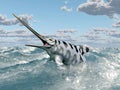Ichthyosaur Eurhinosaurus in the stormy sea Royalty Free Stock Photo