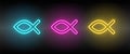 Ichthys symbol neon vector icon. Royalty Free Stock Photo