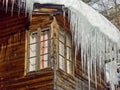 Icicle Curtain on tyrolian farm Royalty Free Stock Photo