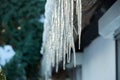 icicle hanging down from roof Royalty Free Stock Photo