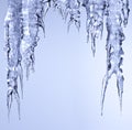 Icicle sparkling ice hanging and melting