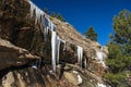 Icicle Stalactites Hanging from Rocks in the Mountains