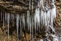 Icicle in stream of mountain Royalty Free Stock Photo