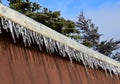 Icicles along a roof edge