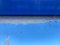 Icicles after first important snow in Bucharest Royalty Free Stock Photo