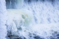 Icicles formation in waterfall Royalty Free Stock Photo