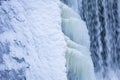 Icicles formation in waterfall Royalty Free Stock Photo