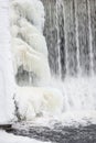 Icicles formation in waterfall Royalty Free Stock Photo