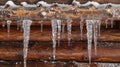 Icicles forming on the roof of a rustic cabin a cozy and serene escape from the turmoil of the outside world