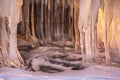 Icicles on frozen Baikal lake.