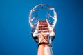 Icicles on the frozen breakwater lamp.