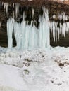 Icicles of frozen waterfall Royalty Free Stock Photo