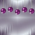 Icicles and hanging colorful set of purple Christmas ornaments Royalty Free Stock Photo