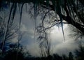 Icicles Hanging Off Roof - View from Inside, Looking out of a Window