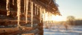 Icicles Hanging From Wooden House Roof Royalty Free Stock Photo