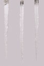 Icicles isolated on a grey Three clipping path Royalty Free Stock Photo