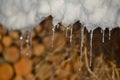 Icicles from melting snow, South Bohemia Royalty Free Stock Photo